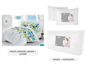 Pościel 160x200 Bawełna Satynowa+kołdra+2 Poduszki