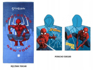 Ręcznik kąpielowy SPIDERMAN 70x140+Poncho 50x100