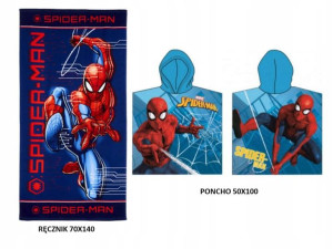 Spiderman Ręcznik 70x140 Mikrofibra+Poncho 50x100