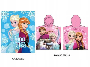 Ręcznik Poncho 55x110 Frozen+Koc Elsa 120x150