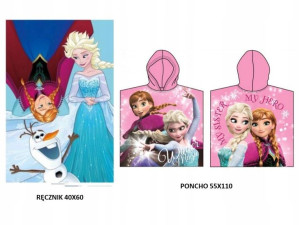 Ręcznik Poncho Frozen 55x110 +ręcznik 40x60 Elsa