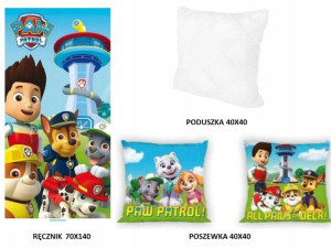 Psi Patrol Ręcznik 70x140+Poduszka+Poszewka 40x40