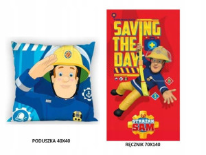 Poduszka Strażak Sam 40x40 polarowa+Ręcznik 70x140
