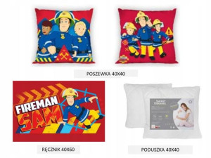 Poszewka 40x40 +poduszka 40x40+ręcznik Strażak Sam