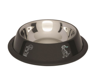 BARRY KING Miska na gumie, kolorowy nadruk, czarna 0,45l [BK-18271]
