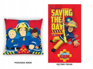 Ręcznik Strażak Sam 70x140+Poduszka Polar 40x40