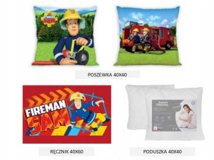 Poszewka Jasiek Strażak Sam 40x40+poduszka+ręcznik