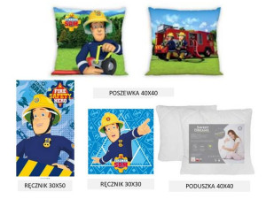 Poszewka Jasiek Strażak Sam+Poduszka+2szt Ręcznik