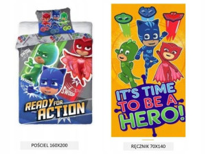 Pościel 160x200+70x80 Pj Masks + Ręcznik 70x140