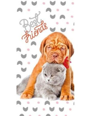 Ręcznik Pies I Kot 70x140 Friends Frotte Bawełna