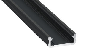 Profil Aluminiowy Czarny Typ D 1m + Klosz Mleczny