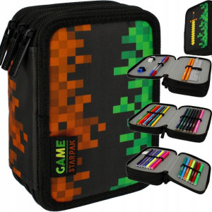 Trzykomorowy Piórnik Wyposażony Dla Fana Minecraft