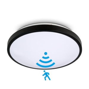 Wewnętrzna lampa sufitowa z czujnikiem średnica 33 cm 2xE27 ROMI-S czarna