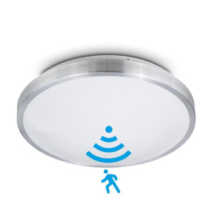 Wewnętrzna lampa sufitowa z czujnikiem średnica 33 cm 2xE27 ROMI-S alu