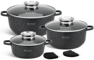 Zestaw Garnków Garnki Marmurowe Eb-8140 Indukcja