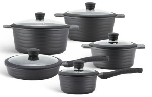 Garnki Zestaw 10el 9185 Ceramiczne Marmur Indukcja