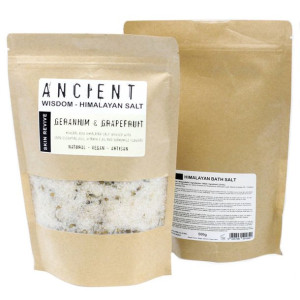 Sól himalajska Kąpielowa - Geranium i Grejpfrut 500 g - Ancient Wisdom