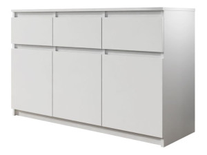 Biała KOMODA trzydrzwiowa SZAFKA z szufladami Pateni 120 cm