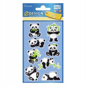Zestaw Naklejki Błyszczące Wypukłe Avery Panda Miś