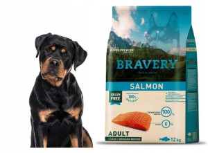 Bravery sucha karma PREMIUM dla psa o smaku ŁOSOSIA salmon 12kg