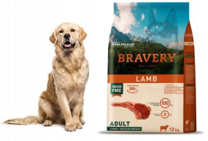 Bravery sucha karma PREMIUM dla psa o smaku JAGNIĘCINY lamb 12kg