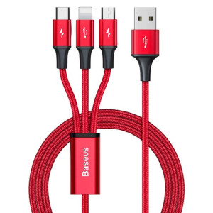 Baseus kabel 3w1 z końcówkami USB - USB Typ C / Lightning / micro USB 1,2m,