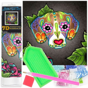 Mandala Diamentowa Mozaika 7D Pies Kłapouchy 1006554