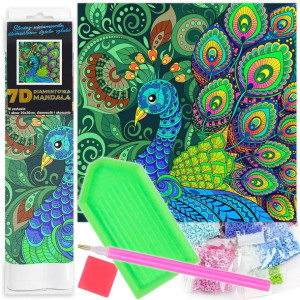 Mandala Diamentowa Mozaika 7D Paw Kolorowy 1006569