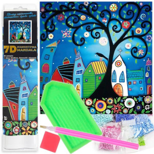 Mandala Diamentowa Mozaika 7D Miasteczko Bajkowe Obraz 1006570