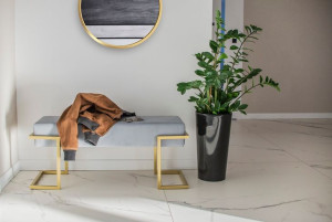 ławeczka tapicerowana loft złote nogi tkanina plamoodporna welwet