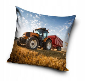 Poszewka na poduszkę - zamek 40x40 Traktor czerwony
