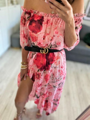 Sukienka maxi w kwiaty hiszpanka z rozcięciem LOVE ISLAND