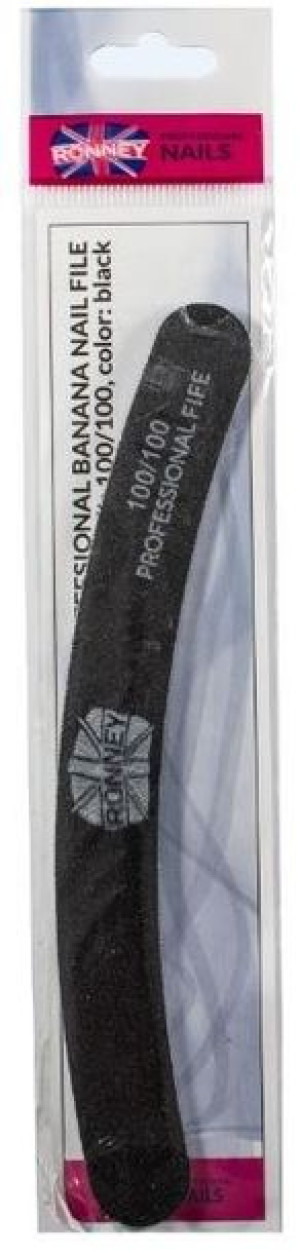 RONNEY - Pilnik do paznokci czarny NAILFILE BANANA (100/100) 1 szt.
