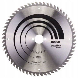 Bosch Tarcza Pilarska Optiline Wood 250x30 Z60