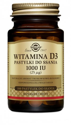 Witamina D3 do ssania 25µg/1000IU SOLGAR  (100 pastylek)