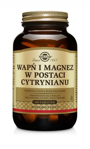 Wapń i Magnez w postaci Cytrynianów SOLGAR (100 tab)