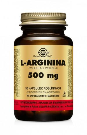 L-Arginina (w wolnej postaci) 500mg SOLGAR (50 kps)