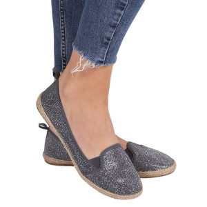 Szare, błyszczące espadryle
