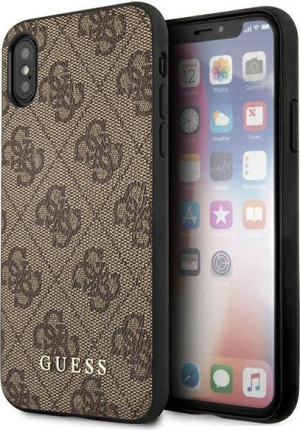 Etui Guess GUHCPXG4GFBR Apple iPhone XS/X brązowy/brown hard case 4G Metal
