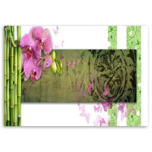 OBRAZ NA PŁÓTNIE Orchidea Bambus Abstrakcja 120x80