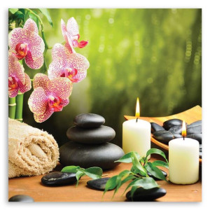 OBRAZ NA PŁÓTNIE Świece Storczyk Zen Spa 60x60