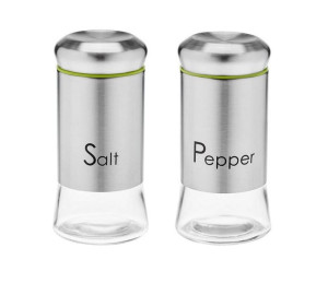Solniczka + pieprzniczka przyprawnik pojemnik szklany GRENO 150 ml stal ndz