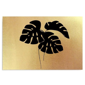 ZŁOTY OBRAZ NA PŁÓTNIE Liście Monstera 90x60