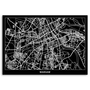 OBRAZ NA PŁÓTNIE Warszawa Plan Miasta 90x60