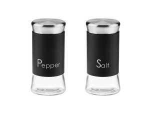 Solniczka + pieprzniczka przyprawnik szklany GRENO 150ml stal czarny