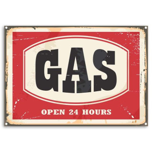 OBRAZ NA PŁÓTNIE Szyld Plakat Retro Gas 90x60