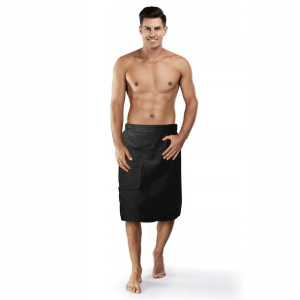 Kilt Męski Ręcznik Bawełnian Do Sauny Czarny S/m