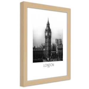 Plakat w ramie naturalnej, Legendarny Big Ben - 30x45