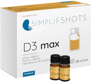 Simplifshots D3 max - Witamina D3 4000 IU - Suplement diety Shot 20x 5 ml -