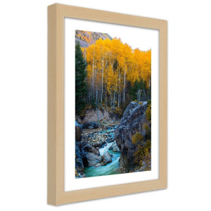 Plakat w ramie naturalnej, Potok w lesie - 70x100